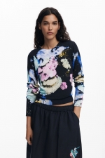 Fustă midi evazată cu imprimeu floral multicolor