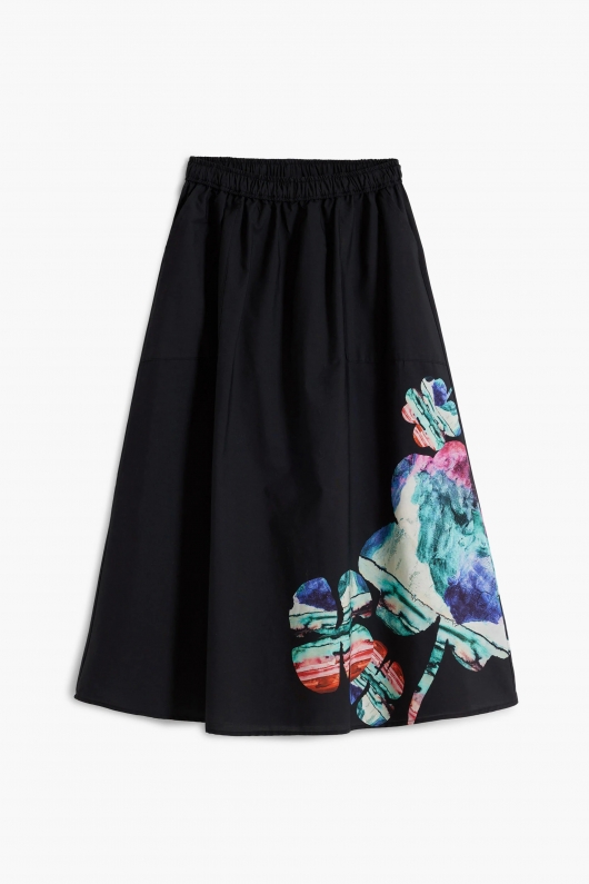 Fustă midi evazată cu imprimeu floral multicolor