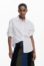 Fustă midi A-line patchwork cu betelie denim