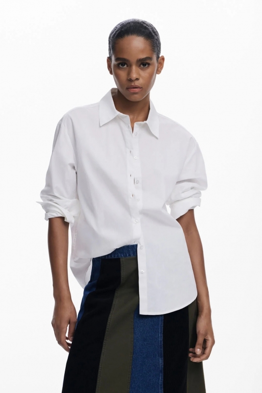 Fustă midi A-line patchwork cu betelie denim