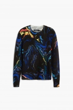 Pulover multicolor cu efect marmorant regular