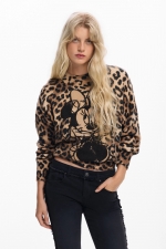 Pulover animal print cu broderie Minnie Mouse™