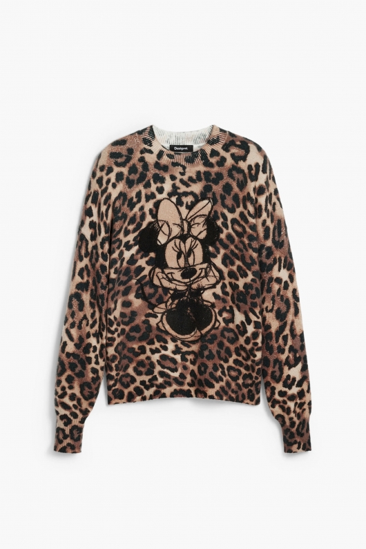 Pulover animal print cu broderie Minnie Mouse™