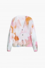 Cardigan multicolor tie-dye floral cu nasturi