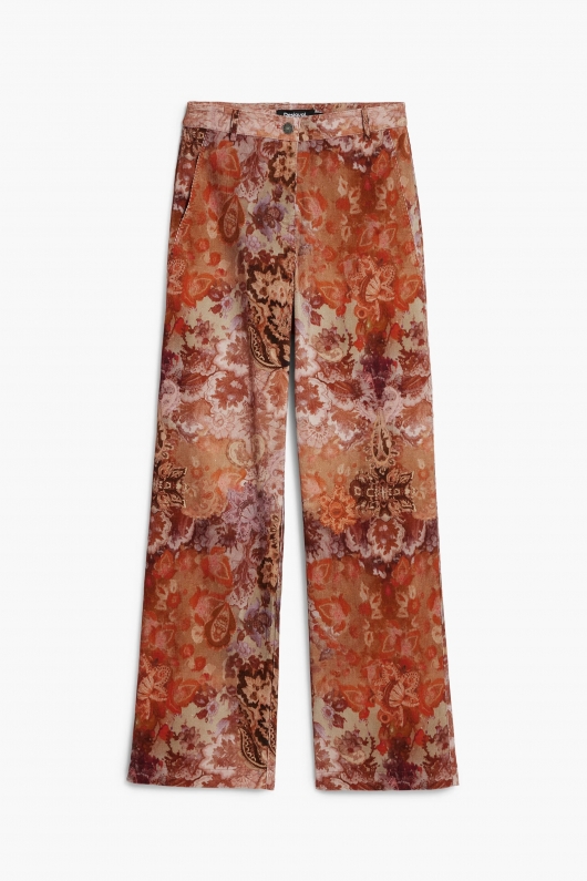 Pantaloni lungi paisley din catifea reiată