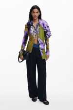 Cămașă slim cu print floral multicolor pliată