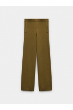 Pantaloni tricotati verzi cu benzi laterale