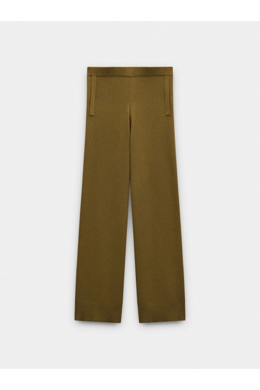 Pantaloni tricotati verzi cu benzi laterale