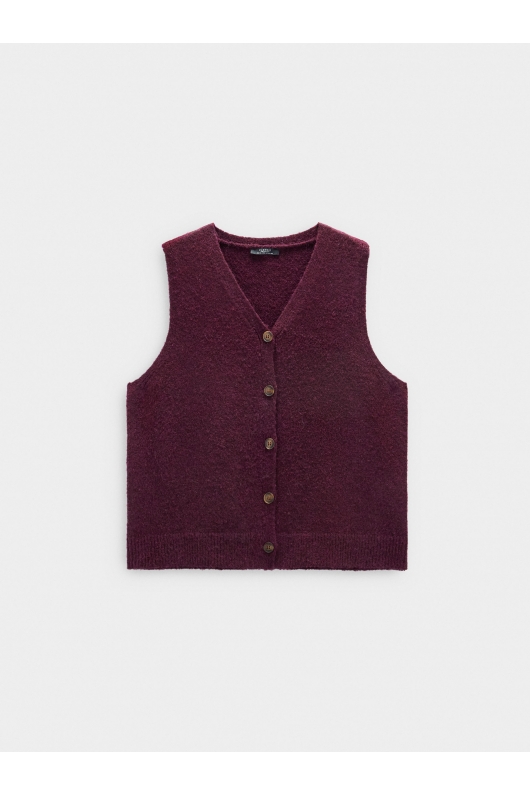 Vestă albastră din tricot cu decolteu în V