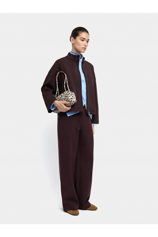 Pantaloni bordo drepți cu talie elastică