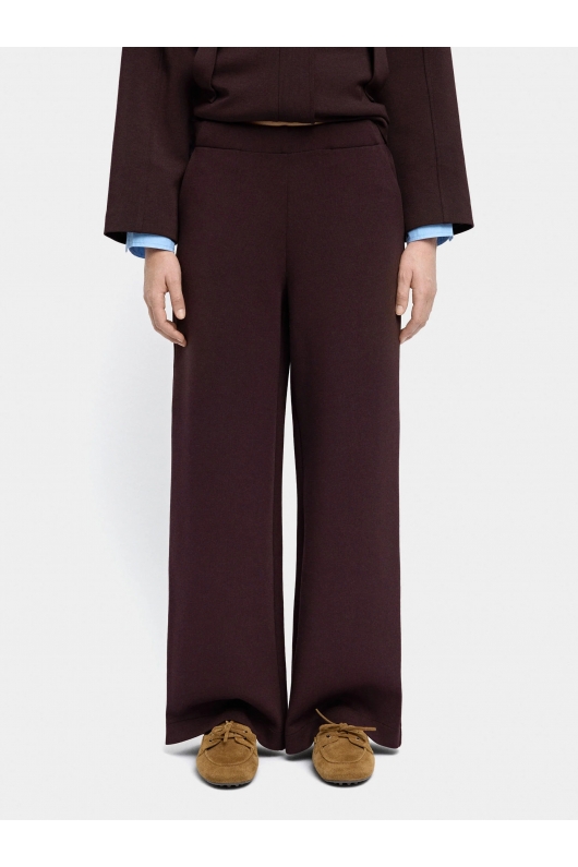 Pantaloni bordo drepți cu talie elastică