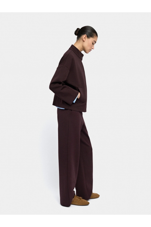 Pantaloni bordo drepți cu talie elastică