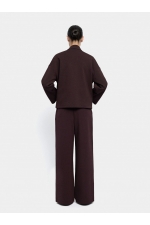 Pantaloni bordo drepți cu talie elastică