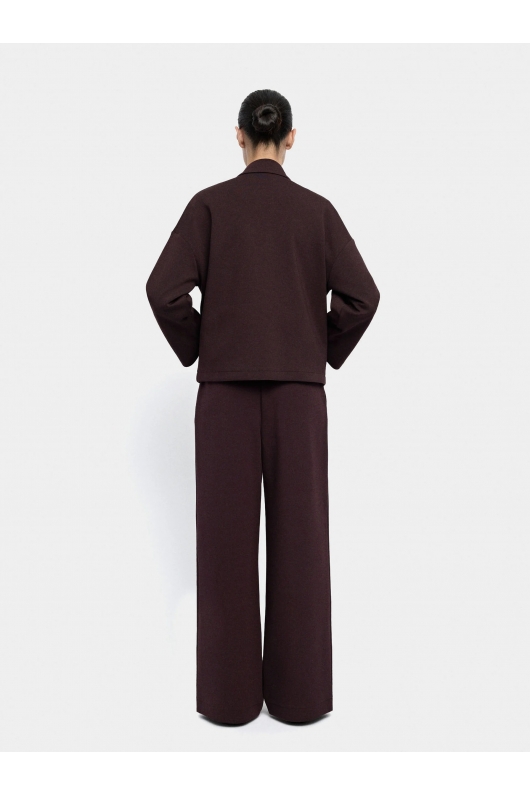 Pantaloni bordo drepți cu talie elastică