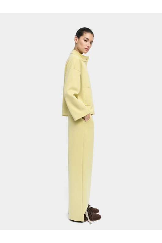 Pantaloni galbeni casual cu croi drept și elastic