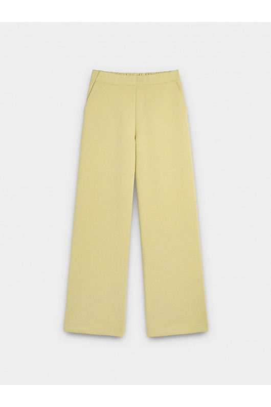 Pantaloni galbeni casual cu croi drept și elastic