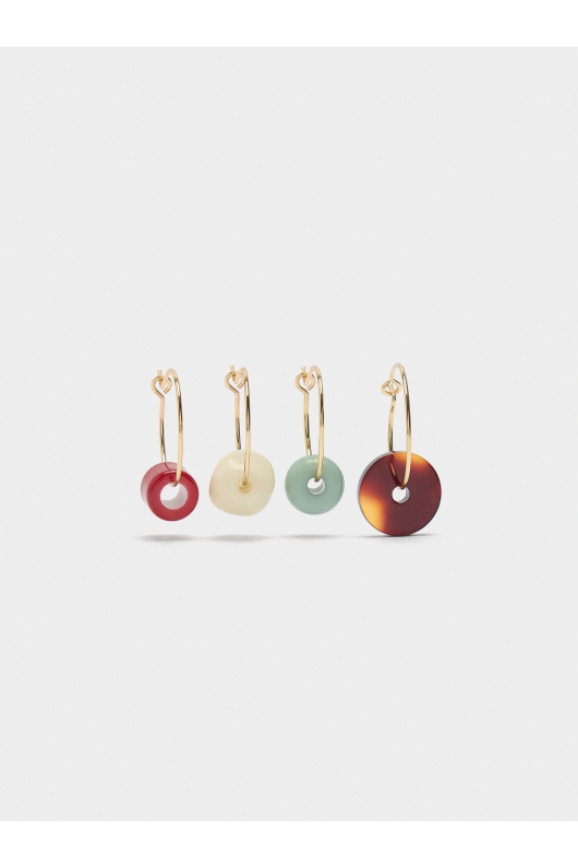 Set cercei hoop mici aurii cu mărgele multicolore
