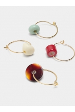 Set cercei hoop mici aurii cu mărgele multicolore