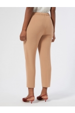 Pantaloni bej slim din cady cu dungi de călcare