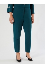 Pantaloni verde smarald slim-fit din cady