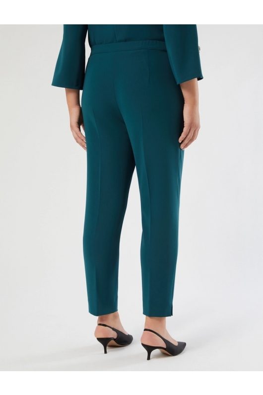 Pantaloni verde smarald slim-fit din cady