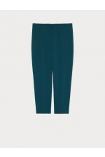 Pantaloni verde smarald slim-fit din cady