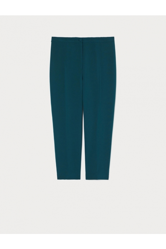 Pantaloni verde smarald slim-fit din cady