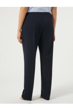 Pantaloni bleumarin drepți din cady, talie elastică
