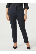 Pantaloni bleumarin slim cu talie medie și elastic