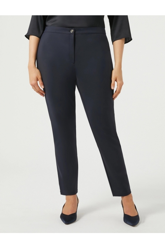 Pantaloni bleumarin slim cu talie medie și elastic
