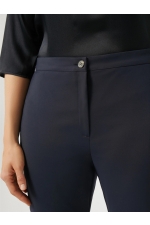 Pantaloni bleumarin slim cu talie medie și elastic