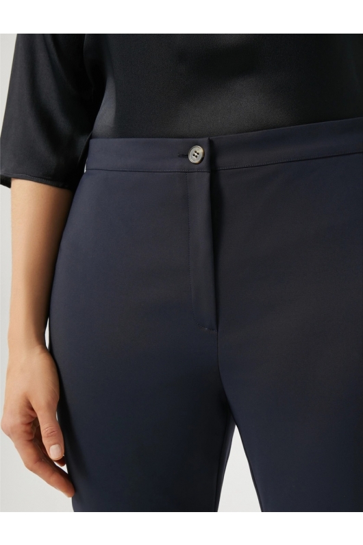 Pantaloni bleumarin slim cu talie medie și elastic