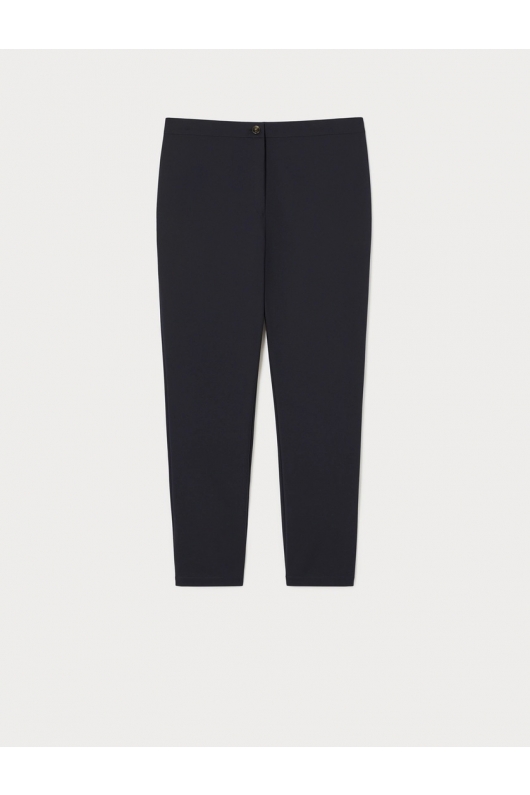 Pantaloni bleumarin slim cu talie medie și elastic