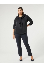 Pantaloni bleumarin slim cu talie medie și elastic