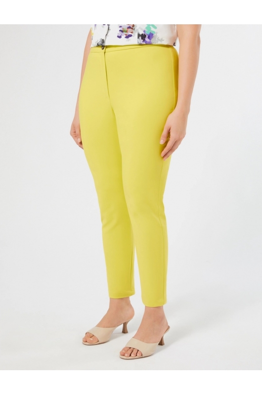 Pantaloni galben muștar slim conici cu buzunare