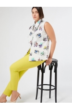 Pantaloni galben muștar slim conici cu buzunare