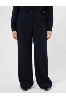 Pantaloni bleumarin straight din cady fluid