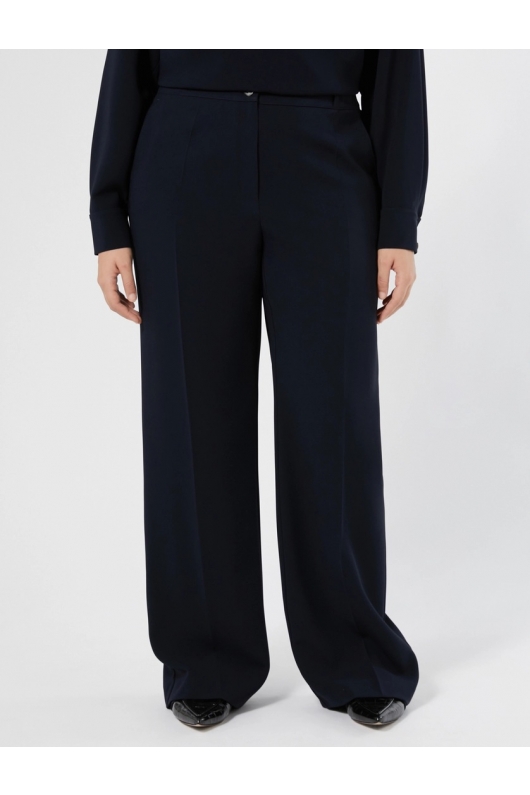 Pantaloni bleumarin straight din cady fluid