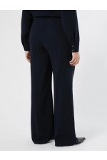 Pantaloni bleumarin straight din cady fluid