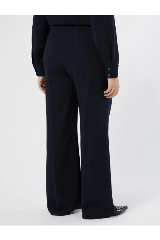 Pantaloni bleumarin straight din cady fluid