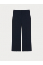Pantaloni bleumarin straight din cady fluid