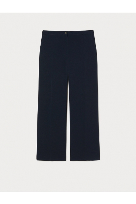Pantaloni bleumarin straight din cady fluid