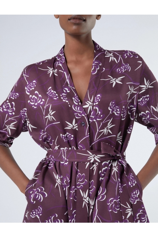 Rochie cămașă midi din vâscoză cu imprimeu multicolor