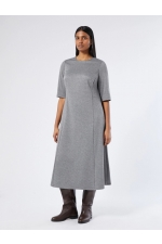 Rochie midi gri A-line houndstooth jacquard