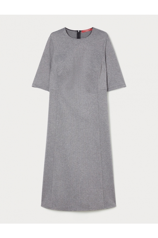 Rochie midi gri A-line houndstooth jacquard