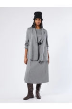 Rochie midi gri A-line houndstooth jacquard