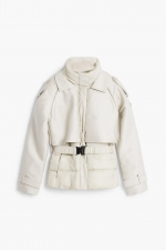 Geacă scurtă off-white cu inserții negre matlasată