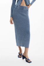 Fustă lungă gri din tricot cu croi drept