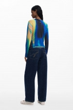 Pulover multicolor degrade cu mâneci lungi