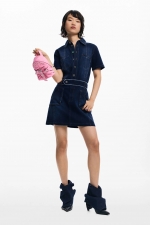 Rochie mini din denim albastru cu buzunare